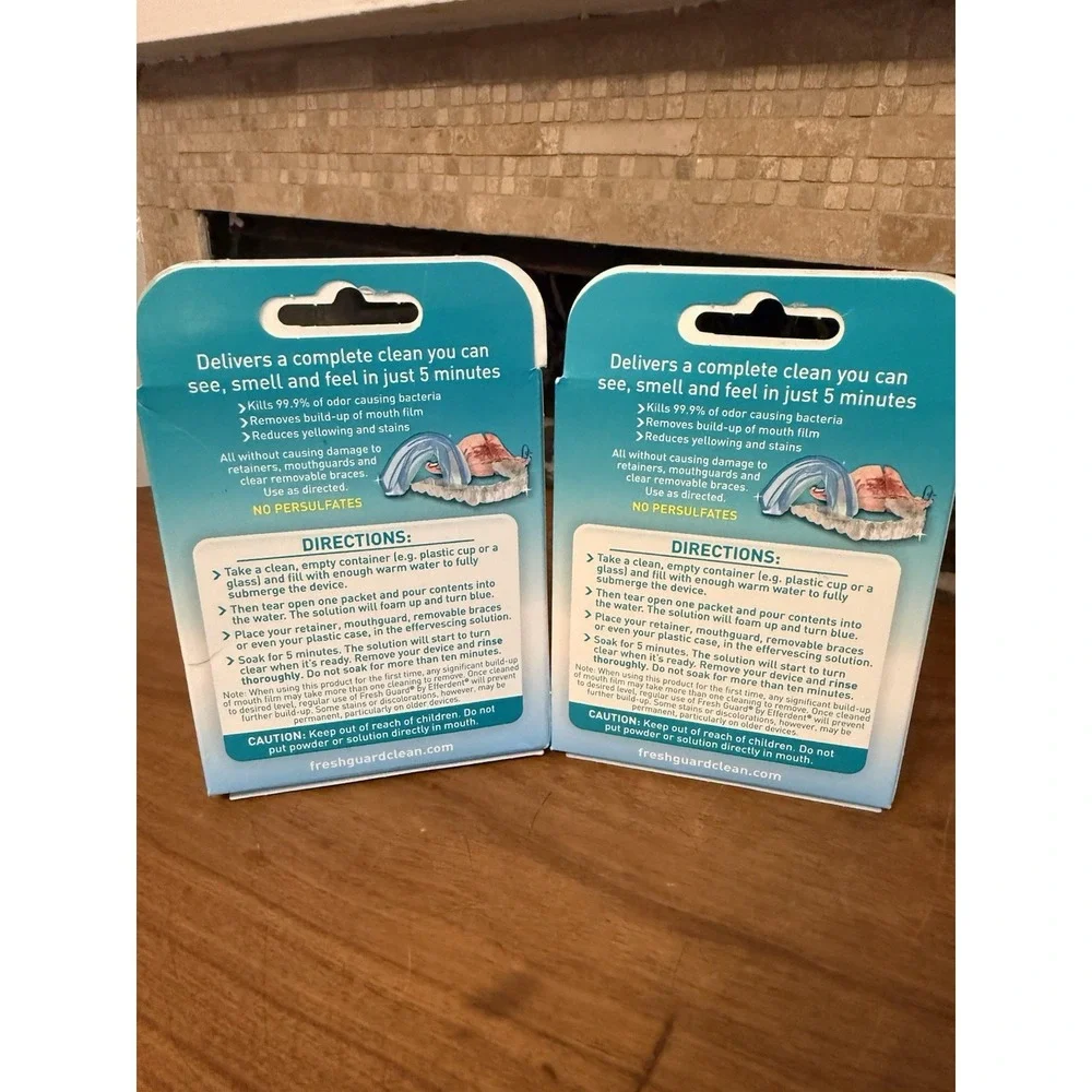 Fresh Guard Soak Efferdent Crystals x2/24 packets ea Retainer Mouthguard Braces